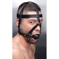 Vendor-unknown Leather Head Harness With Ball Gag