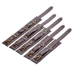 Vendor-unknown New Items Brown 5 Piece Locking Leather Premium Bondage Set