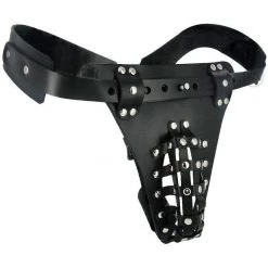 Vendor-unknown Bondage Equipment Leather Male Chastity Belt With Anal Plug Harness
