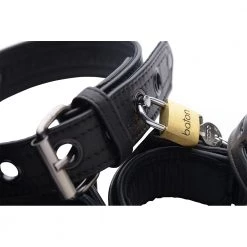 Vendor-unknown New Items Black Premium Leather Collar And Cuffs