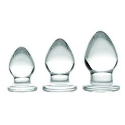 Vendor-unknown New Items 3 Piece Glass Anal Plug Kit