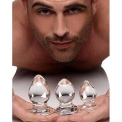 Vendor-unknown New Items 3 Piece Glass Anal Plug Kit
