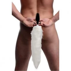 Boyzshop New Items Vibrating White Fox Tail Slender Anal Plug