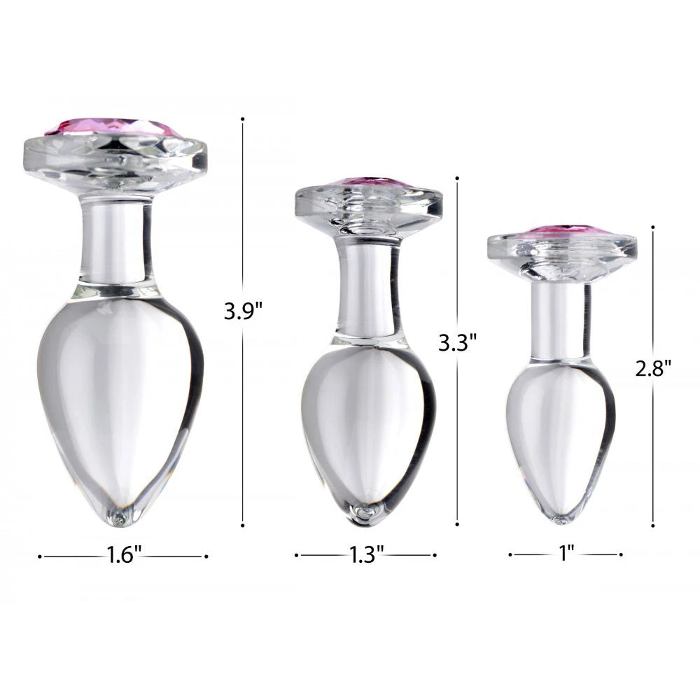 Boyzshop Pink Gem Glass Anal Plug Set New Items 2 Boyzshop Pink Gem Glass Anal Plug Set New Items