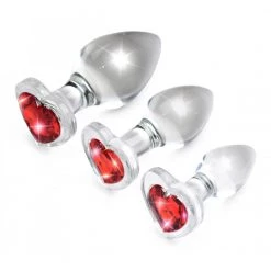 Boyzshop Red Heart Gem Glass Anal Plug Set New Items