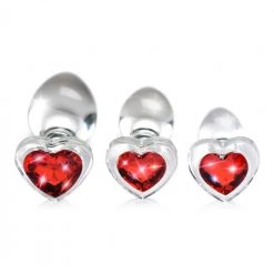 Boyzshop Red Heart Gem Glass Anal Plug Set New Items