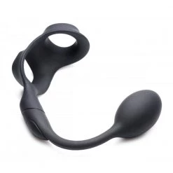 Boyzshop 10X P-Bomb Silicone Cock And Ball Ring With Vibrating Anal Plug New Items