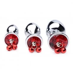 Boyzshop New Items Red Gem With Bells Anal Plug Set