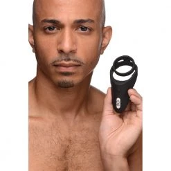 Boyzshop New Items 10X Silicone Cock Ring With Vibrating Taint Stimulator