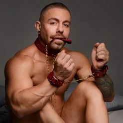 Boyzshop New Items 6 Piece Burgundy Bondage Set